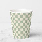 Green und Off White Checkerboard Pappbecher (Rückseite)