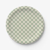 Green und Off White Checkerboard Pappteller (Vorderseite)