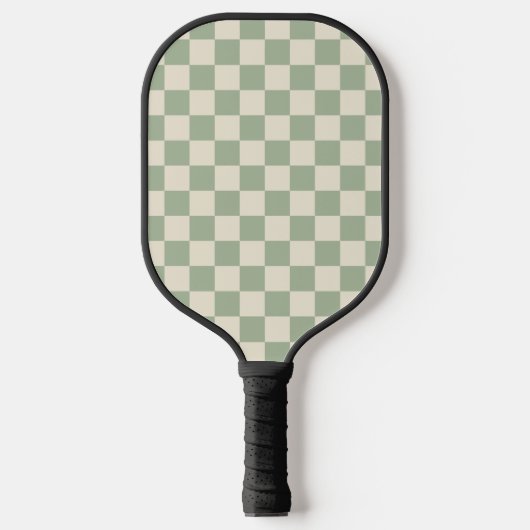 Green und Off White Checkerboard Pickleball Schläger (Vorderseite)