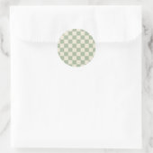 Green und Off White Checkerboard Runder Aufkleber (Tasche)