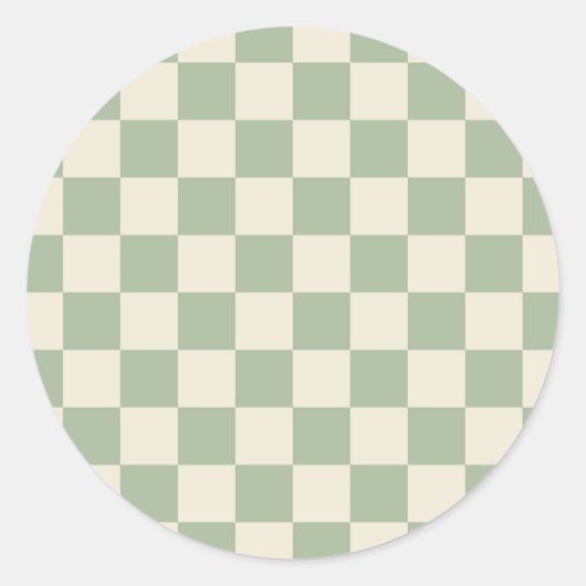 Green und Off White Checkerboard Runder Aufkleber (Vorderseite)