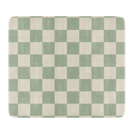 Green und Off White Checkerboard Schneidebrett (Vorderseite)
