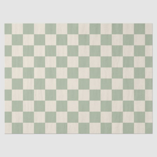 Green und Off White Checkerboard Seidenpapier (Vorderseite)