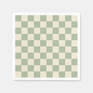 Green und Off White Checkerboard Serviette