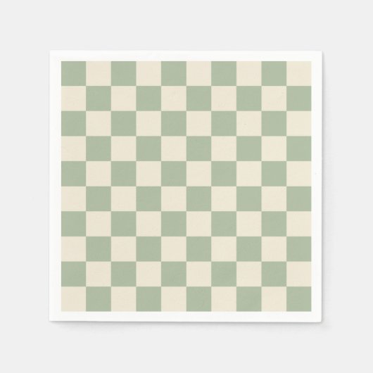 Green und Off White Checkerboard Serviette (Vorderseite)