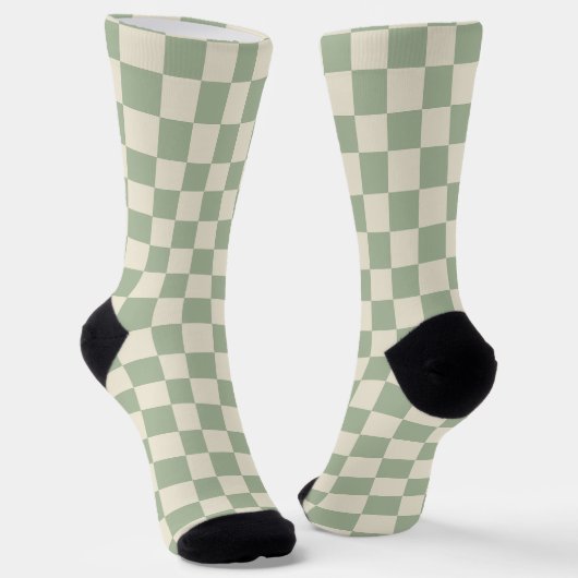 Green und Off White Checkerboard Socken (Gewinkelt)