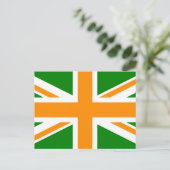 Green und Orange Union Jack Postkarte (Stehend Vorderseite)