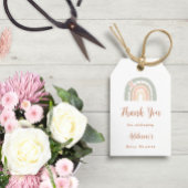 Green und Peach Boho Rainbow Baby Dusche Geschenkanhänger