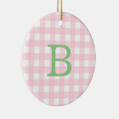 Green und Pink Gingham Monogram Keramik Ornament (Rechts)
