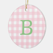 Green und Pink Gingham Monogram Keramik Ornament (Links)