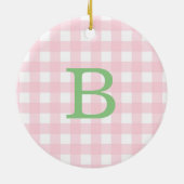 Green und Pink Gingham Monogram Keramik Ornament (Hinten)