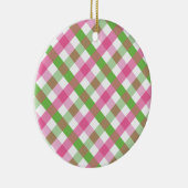 Green und Pink Gingham Net Keramik Ornament (Rechts)