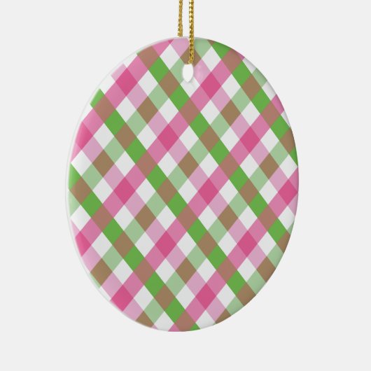 Green und Pink Gingham Net Keramik Ornament (Rechts)