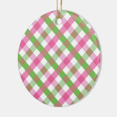 Green und Pink Gingham Net Keramik Ornament (Links)