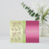 Green und Pink R.S.V.P. Postkarte (Stehend Vorderseite)