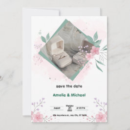 Green und Pink Simple Save the Date Poster Einladung