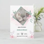 Green und Pink Simple Save the Date Poster Einladung (Stehend Vorderseite)