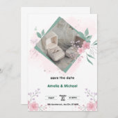 Green und Pink Simple Save the Date Poster Einladung (Vorne/Hinten)