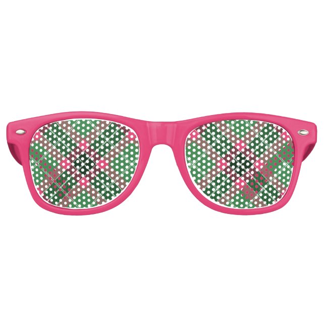 Green und Pink Tartan Partybrille (Vorderseite)