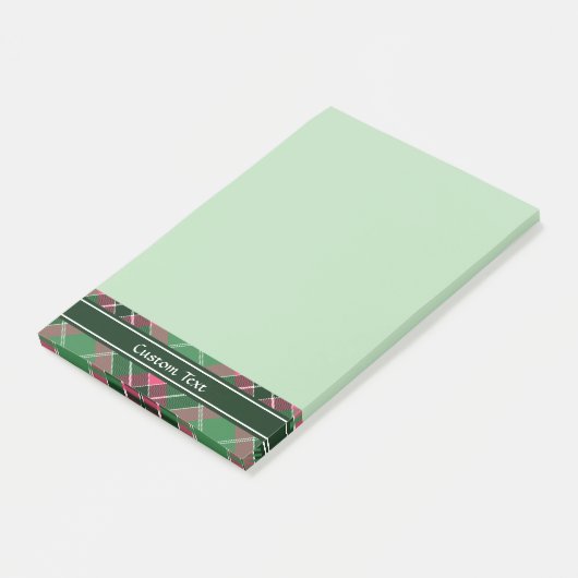 Green und Pink Tartan Post-it Klebezettel (angewinkelt)
