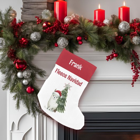 Green und Red Alpaca Fleece Navidad Kleiner Weihnachtsstrumpf