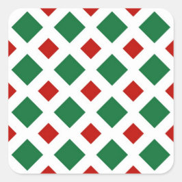 Green und Red Diamonds auf White Quadratischer Aufkleber