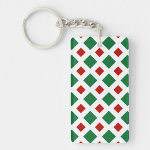 Green und Red Diamonds auf White Schlüsselanhänger