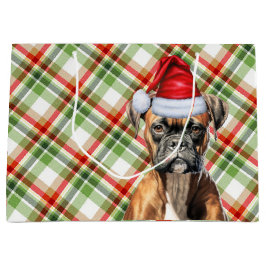Green und Red Kariert Boxer Dog Lover Holiday Große Geschenktüte