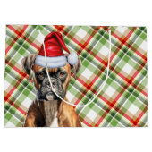 Green und Red Kariert Boxer Dog Lover Holiday Große Geschenktüte (Rückseite)
