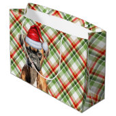 Green und Red Kariert Boxer Dog Lover Holiday Große Geschenktüte (Rückseite Schrägansicht)