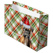 Green und Red Kariert Boxer Dog Lover Holiday Große Geschenktüte (Vorderseite Schrägansicht)