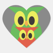 Green und Red Owls Herz-Aufkleber (Vorderseite)