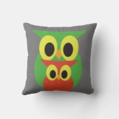 Green und Red Owls Kissen (Rückseite)