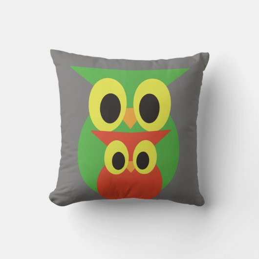 Green und Red Owls Kissen (Vorderseite)