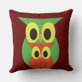 Green und Red Owls Kissen (Rückseite)