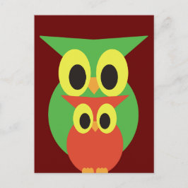 Green und Red Owls Postkarte