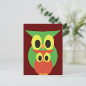 Green und Red Owls Postkarte (Stehend Vorderseite)