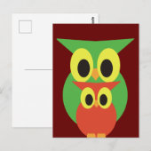Green und Red Owls Postkarte (Vorne/Hinten)