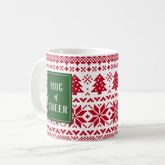 Green und Red Strick Sweater Tasse der Weihnachtsf (Vorderseite Links)