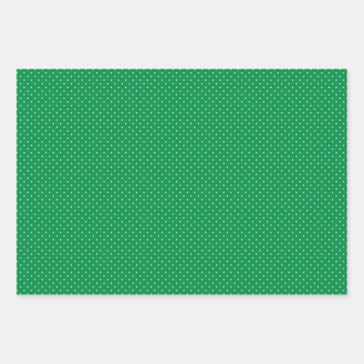 Green und Red White Polka Dots Weihnachtsmuster Geschenkpapier Set (Vorderseite)