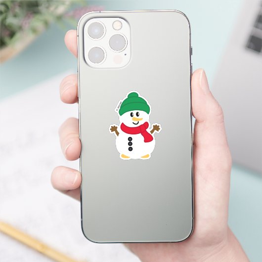 Green und Red Winter Snowman Aufkleber (Telefon)