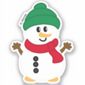 Green und Red Winter Snowman Aufkleber (Vorderseite)
