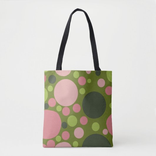 Green und rosa Polka Dot Tote Bag Tasche (Vorderseite)