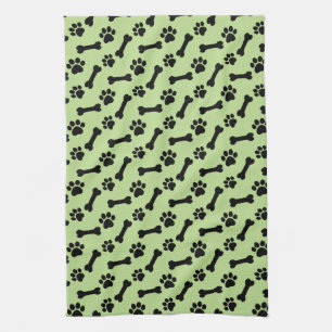 GREEN und SCHWARZE Hundepaws und -knochen B03 Handtuch