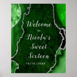 Green und Silver Agate 16 . Geburtstag Willkommen Poster