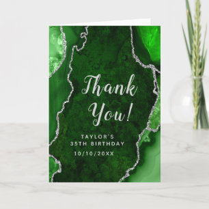 Green und Silver Agate Geburtstag Dankeskarte