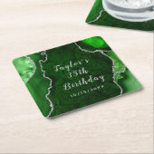 Green und Silver Agate Marble Geburtstag Rechteckiger Pappuntersetzer (angewinkelt)