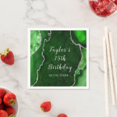 Green und Silver Agate Marble Geburtstag Serviette (Beispiel)