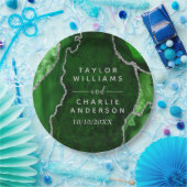 Green und Silver Agate Marmorhochzeit Pappteller (Party)