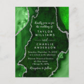 Green und Silver Agate Marmorhochzeit Postkarte (Vorderseite)